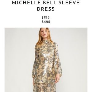 Cynthia Rowley Michelle Bell Sleeve Sequin Dress 8